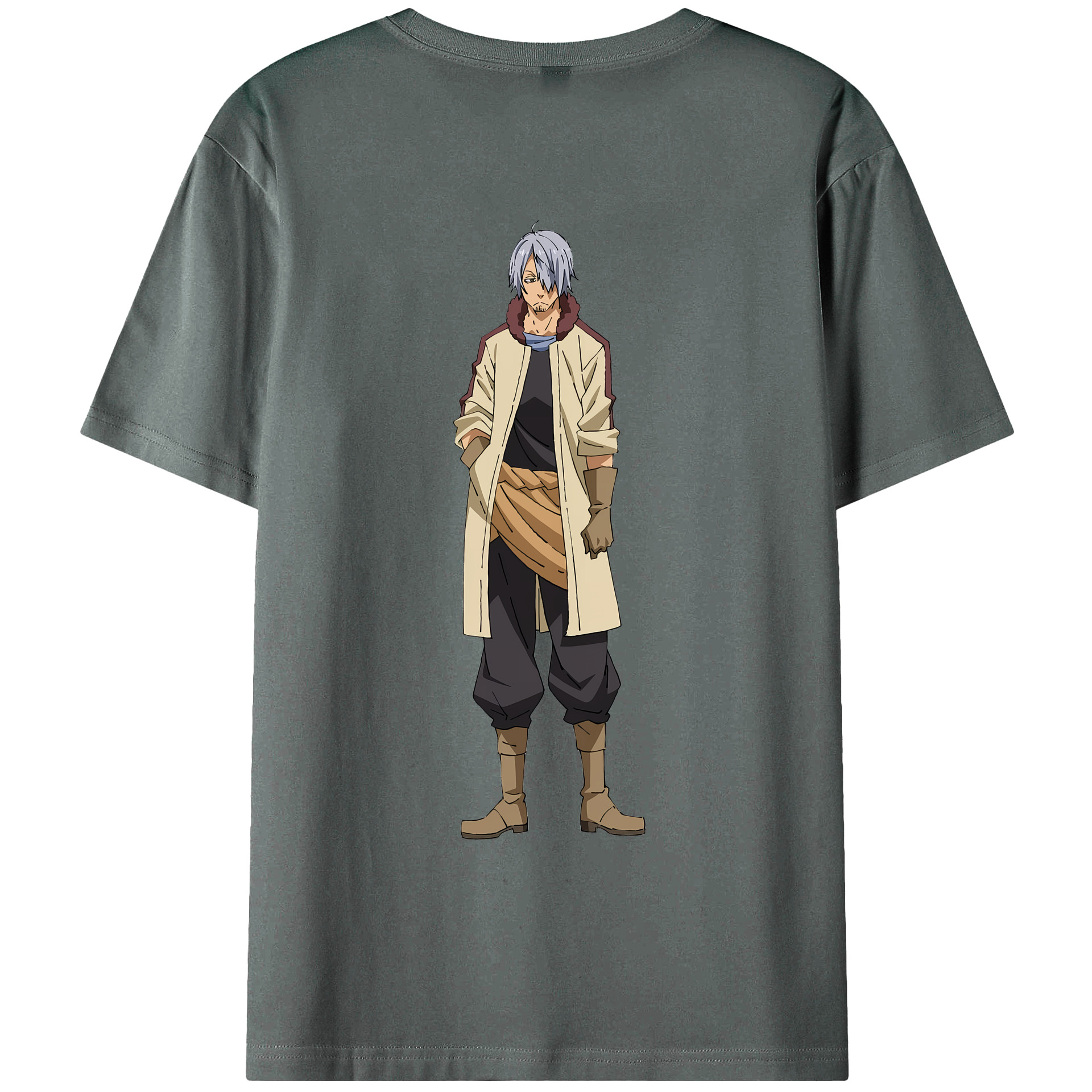 （画像用） 転スラ Regarding Reincarnated to Slime 綿100％ メンズ半袖Tシャツ（バックプリント） 通気性